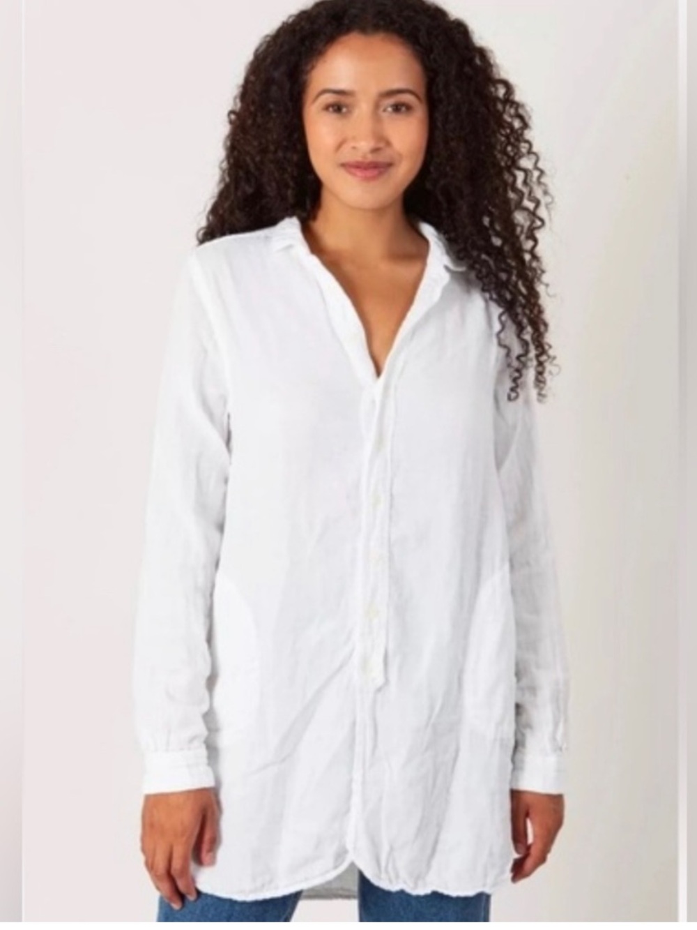 CP Shades Cecilia Button Down Cotton Shirt Tunic White